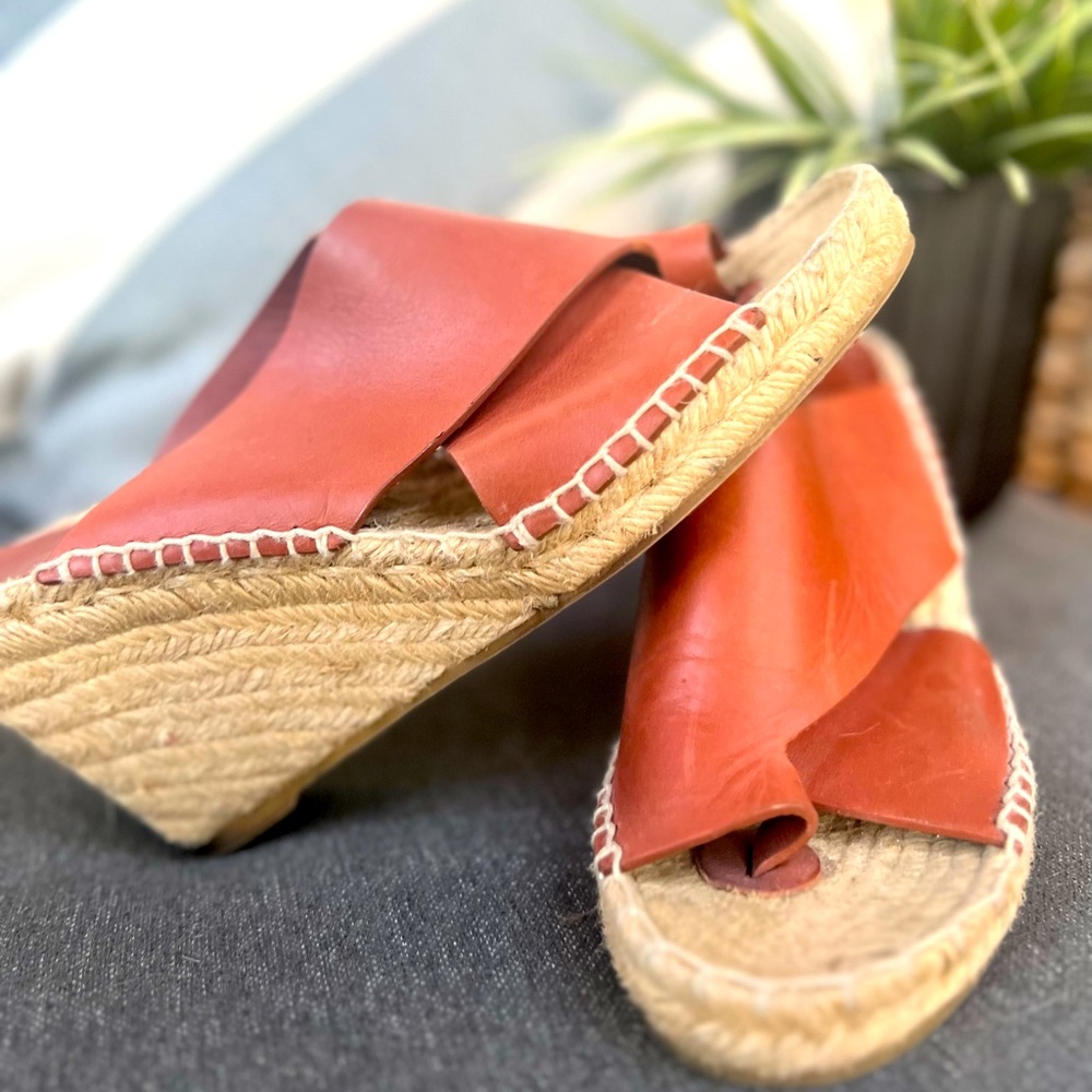 VINCE Suraya cognac leather wedges-size 8